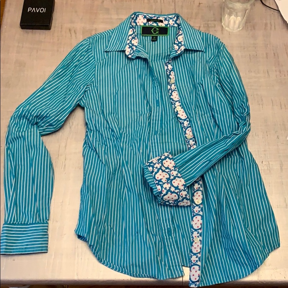 C Wonder turquoise button down